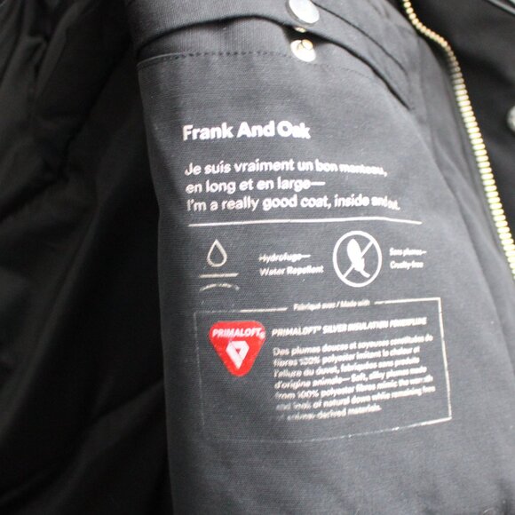 Frank And Oak Men's The Alpine Parka Primaloft Coat in Black Size Medium - Picture 6 of 8